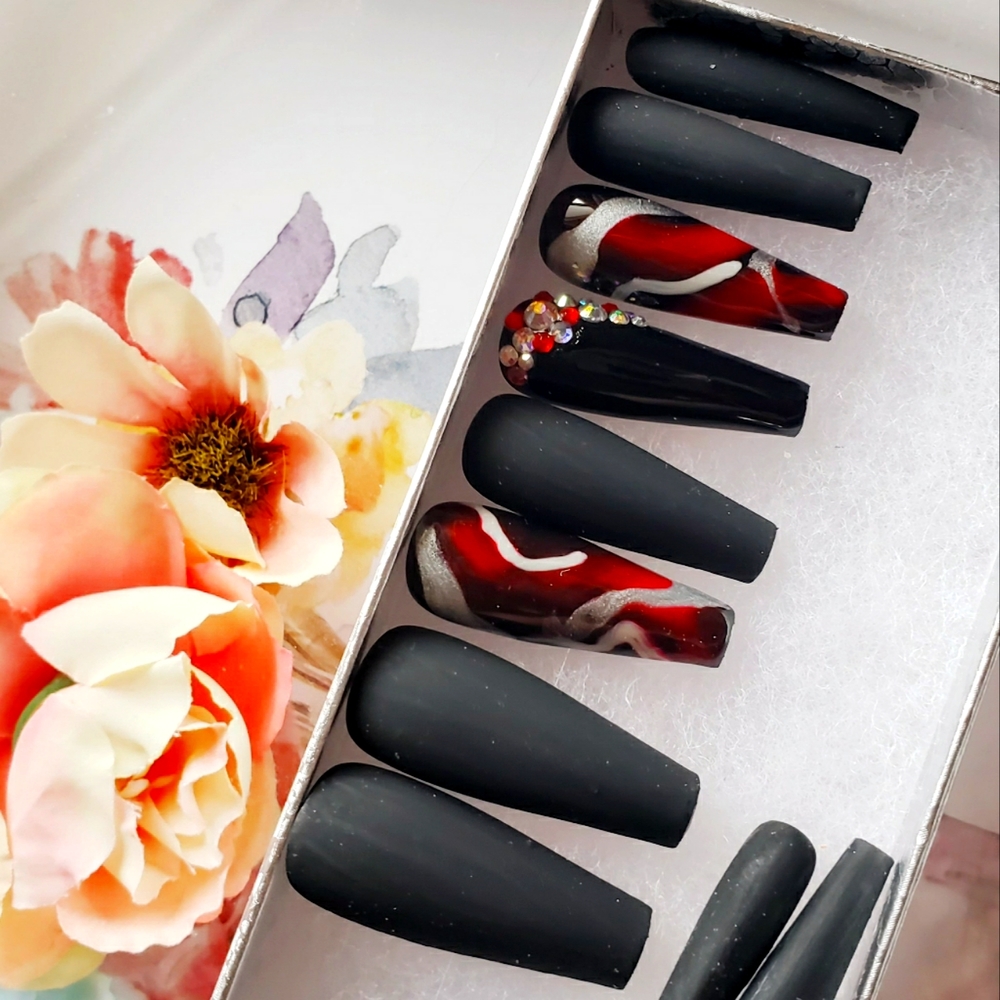 Red bottom gel press on nails